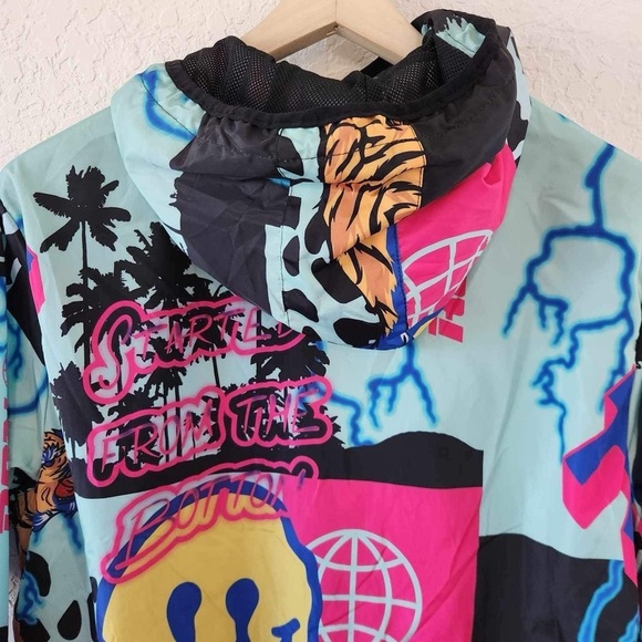 Reason Medium AOP Allover Print Half Zip Anorak Pullover Jacket Smiley Tiger - Picture 6 of 9